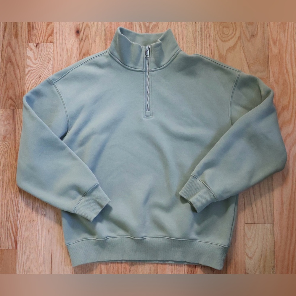Men's Sage Green Quarter-Zip Sweater